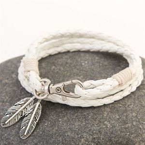 Leather Wrap Braided Wristband Bracelet Bangle
